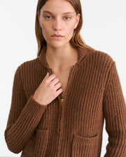 TESSEN CARDIGAN IN DARK CAMEL