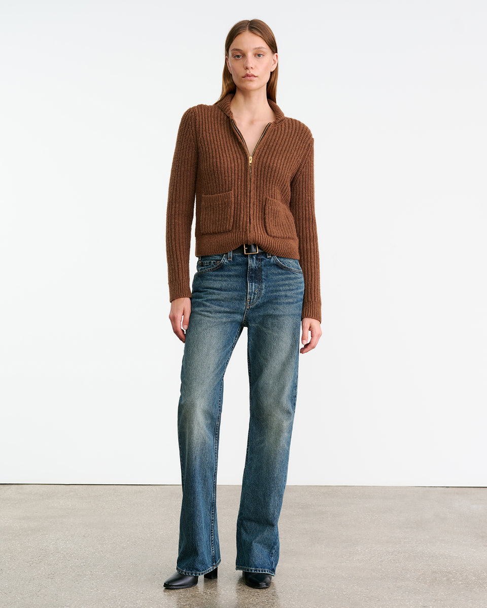 TESSEN CARDIGAN IN DARK CAMEL