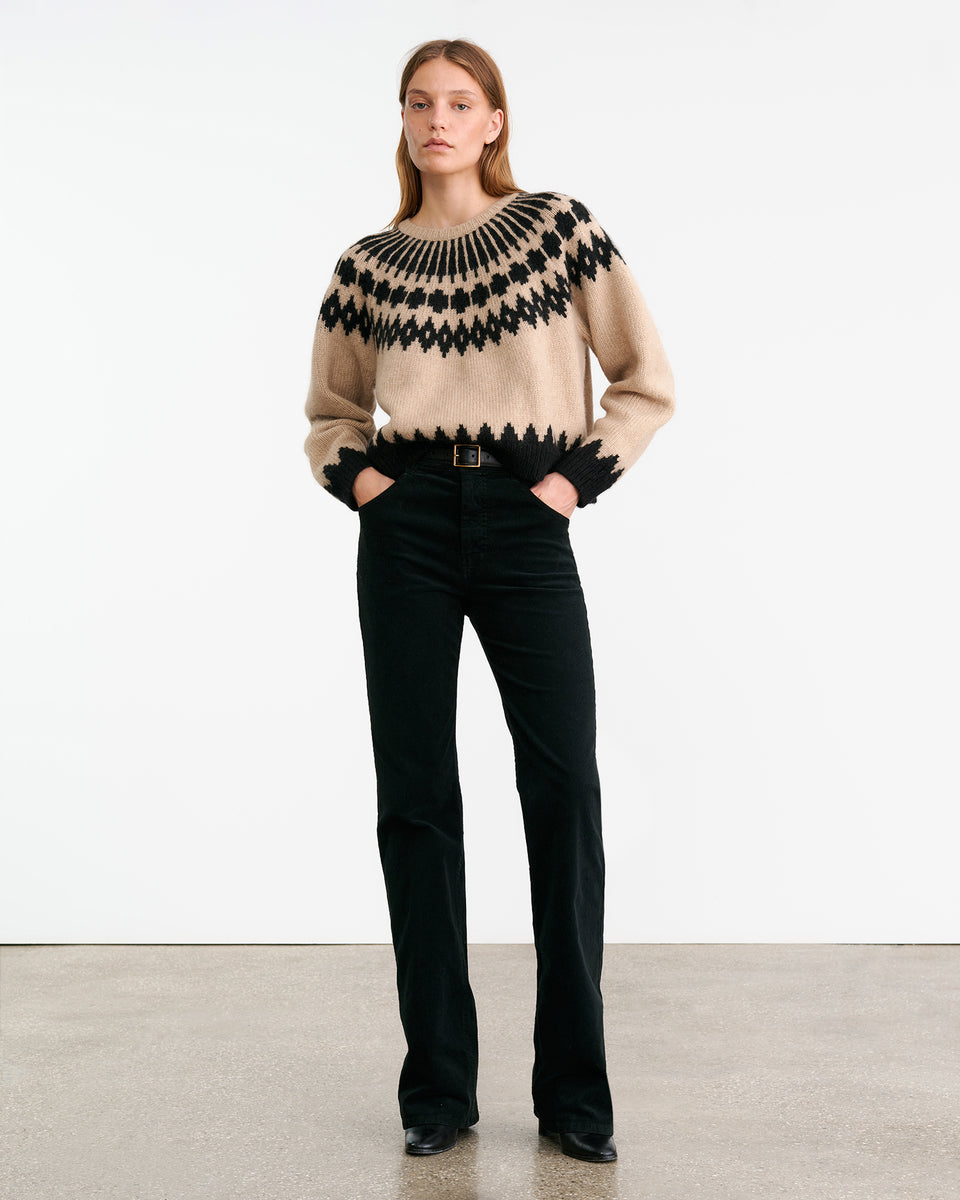 ALENA SWEATER IN LIGHT CAMEL FAIR ISLE