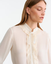 BERTILLE SILK SHIRT IN IVORY W/IVORY
