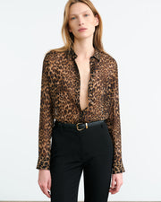 GAIA SILK SHIRT IN VINTAGE LEOPARD PRINT
