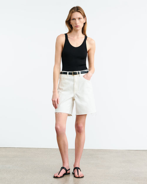 RUSSEL DENIM SHORT IN CREAM