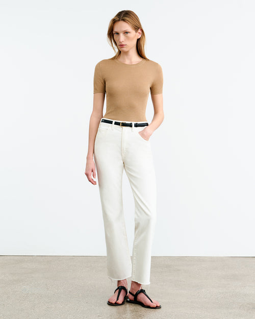 HETTIE SILK KNIT TEE IN CAMEL