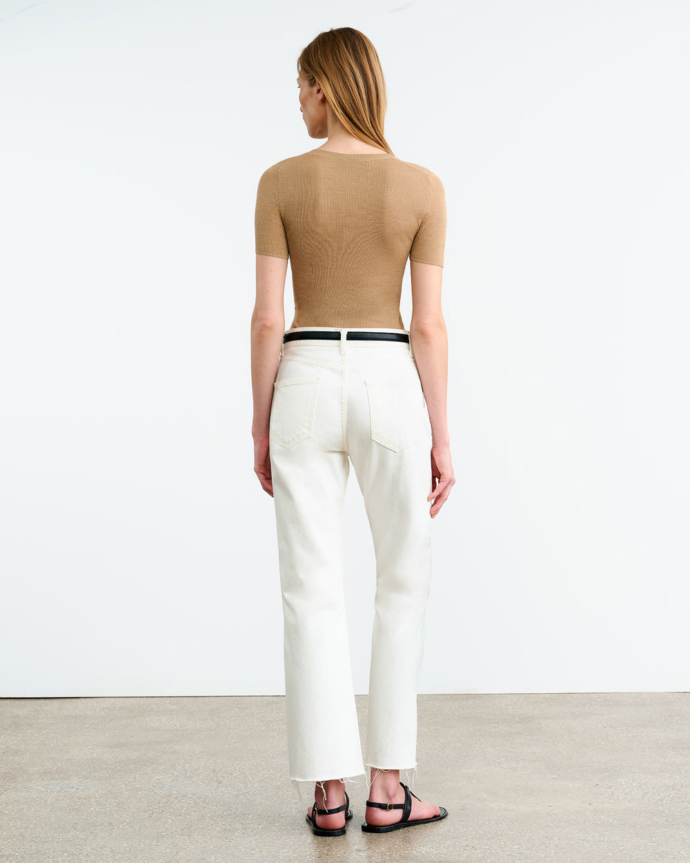 HETTIE SILK KNIT TEE IN CAMEL