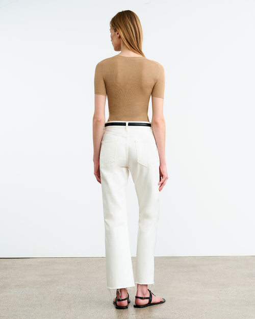 HETTIE SILK KNIT TEE IN CAMEL