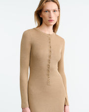 ROXY SILK KNIT DRESS IN CAMEL
