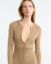 ROXY SILK KNIT DRESS IN CAMEL