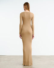ROXY SILK KNIT DRESS IN CAMEL