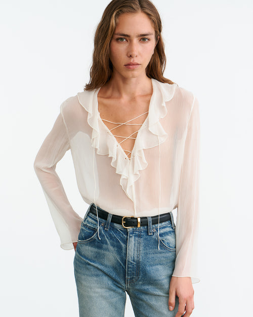 GISELLA SILK BLOUSE IN IVORY