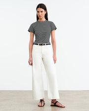 LANA TEE IN BLACK/IVORY STRIPE