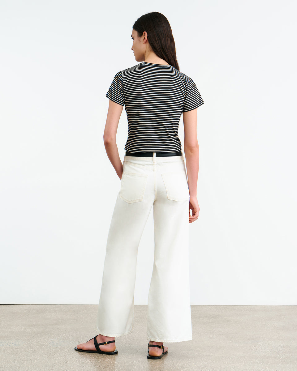 LANA TEE IN BLACK/IVORY STRIPE