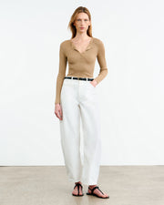 KYRIE SILK KNIT SWEATER IN CAMEL