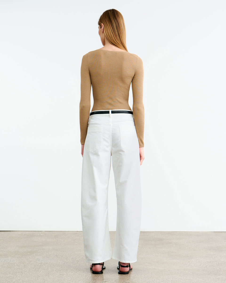 KYRIE SILK KNIT SWEATER IN CAMEL