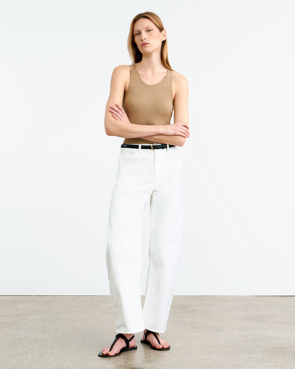 LOTTIE SILK KNIT TANK IN CAMEL