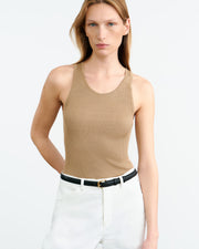 LOTTIE SILK KNIT TANK IN CAMEL