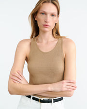LOTTIE SILK KNIT TANK IN CAMEL