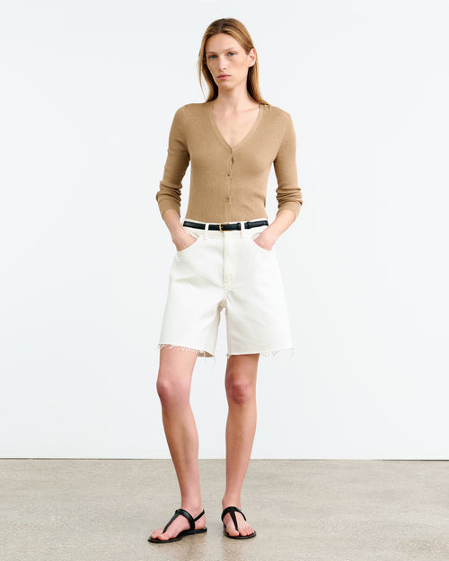 NARI SILK CARDIGAN IN CAMEL