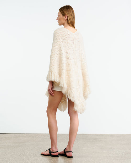 BRISTOL CASHMERE PONCHO IN IVORY