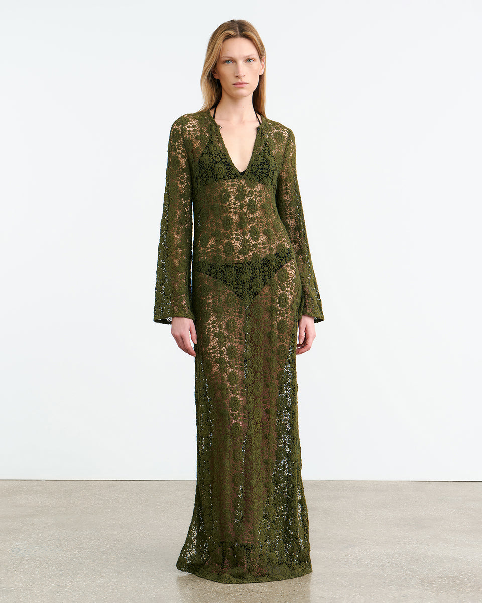 DELLA KNIT DRESS | Women's Full Length Dress In Indian Cotton Lace | Nili Lotan DELLA KNIT DRESS | Women's Full Length Dress In Indian Cotton Lace | Nili Lotan