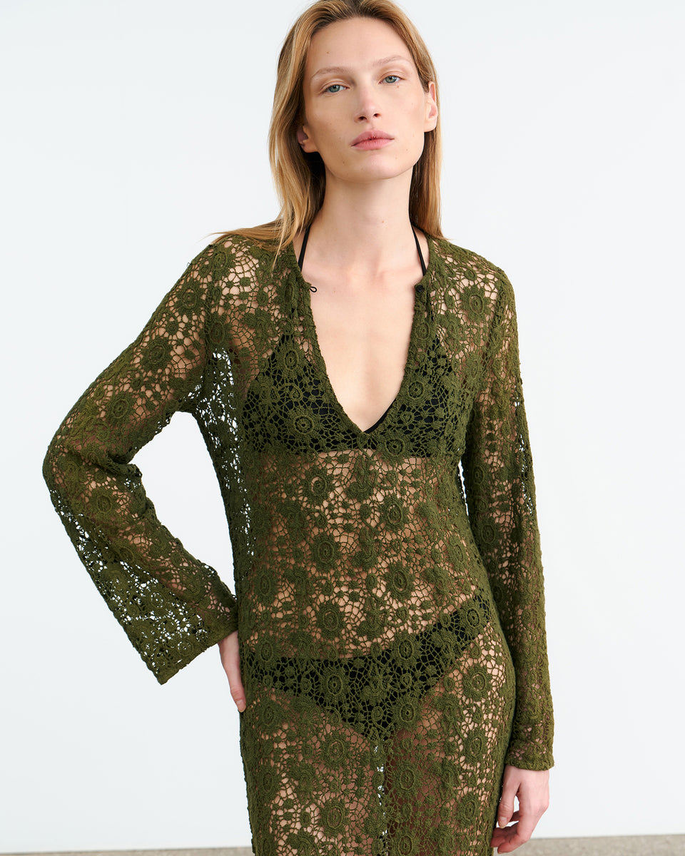 DELLA KNIT DRESS IN ARMY GREEN