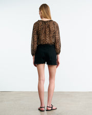CARLEY SILK BLOUSE IN VINTAGE LEOPARD PRINT