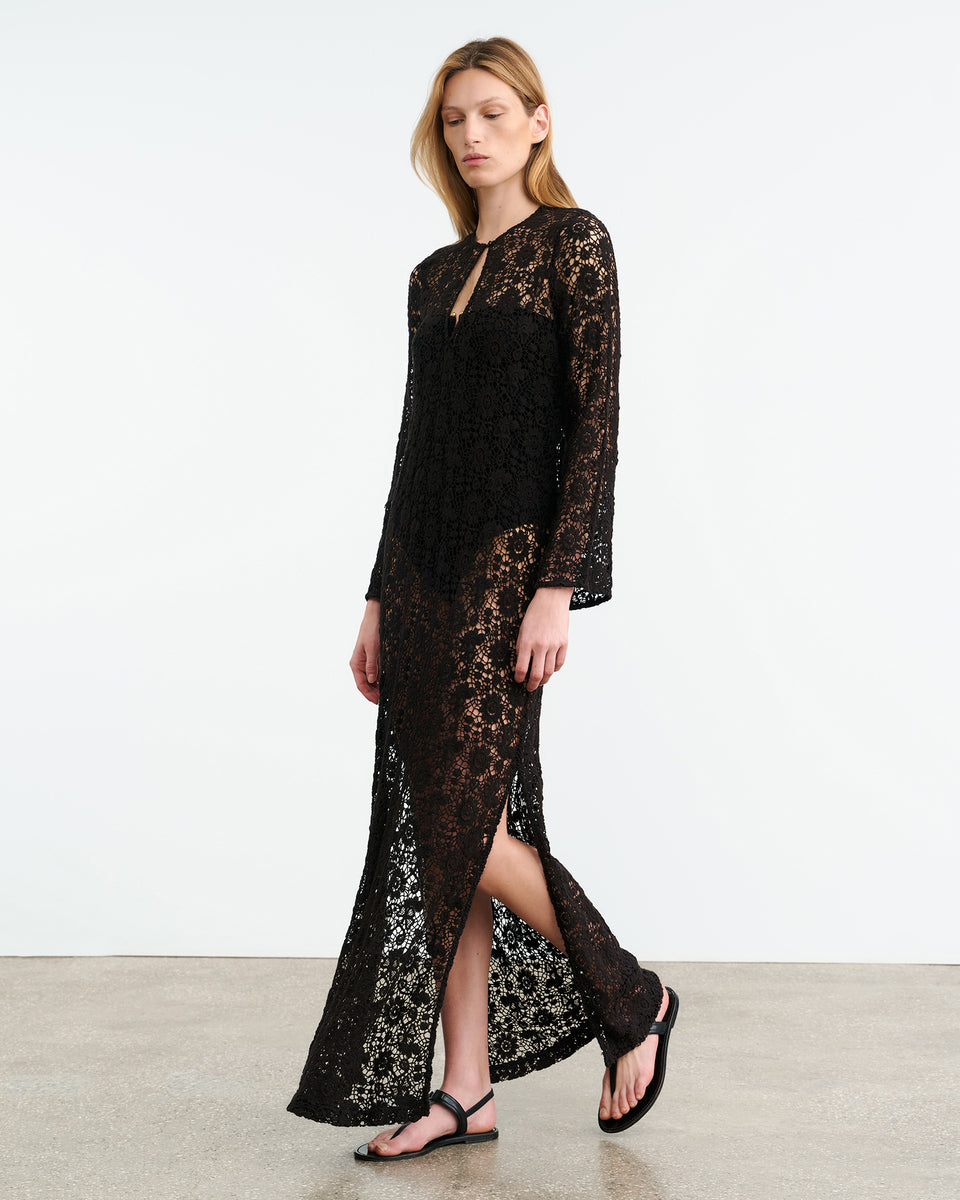 DELLA KNIT DRESS | Women's Full Length Dress In Indian Cotton Lace | Nili Lotan DELLA KNIT DRESS | Women's Full Length Dress In Indian Cotton Lace | Nili Lotan