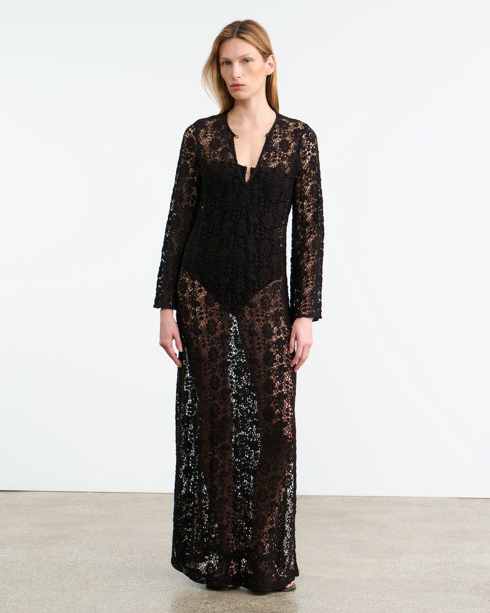 DELLA KNIT DRESS | Women's Full Length Dress In Indian Cotton Lace | Nili Lotan DELLA KNIT DRESS | Women's Full Length Dress In Indian Cotton Lace | Nili Lotan
