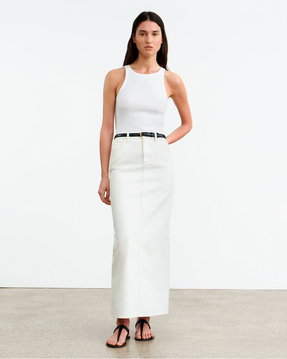 OZZY DENIM SKIRT IN CREAM