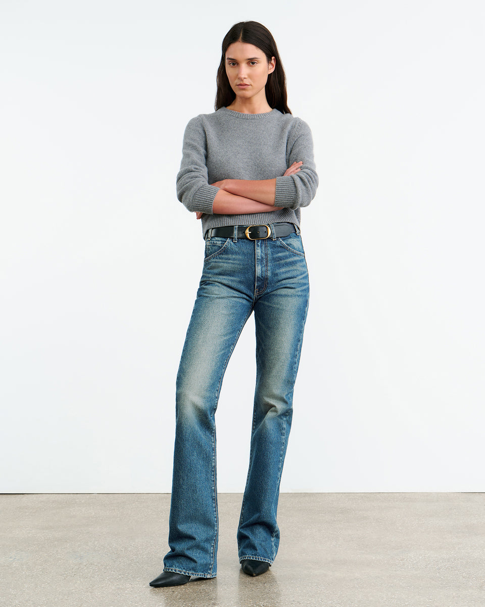 POPPY CASHMERE SWEATER IN MEDIUM GREY MELANGE