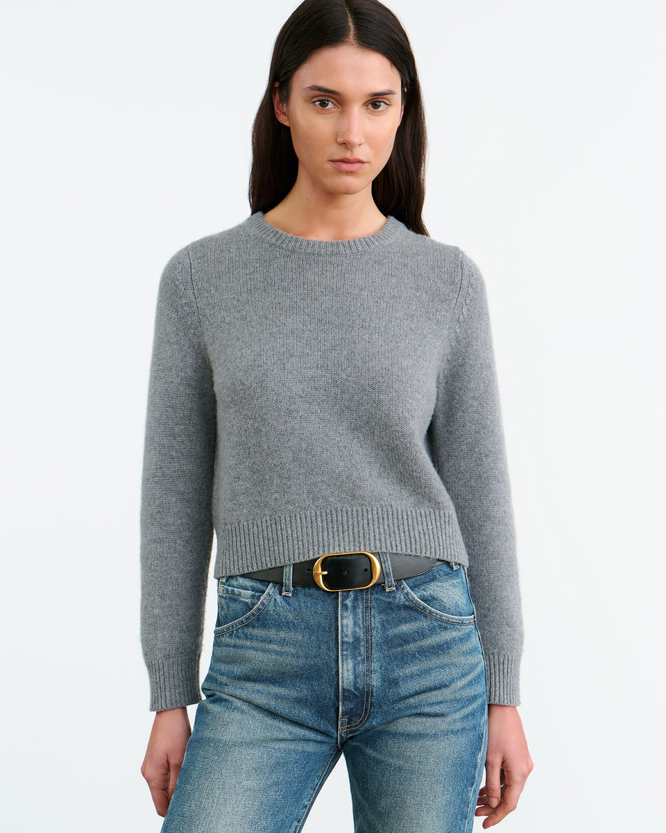 POPPY CASHMERE SWEATER IN MEDIUM GREY MELANGE