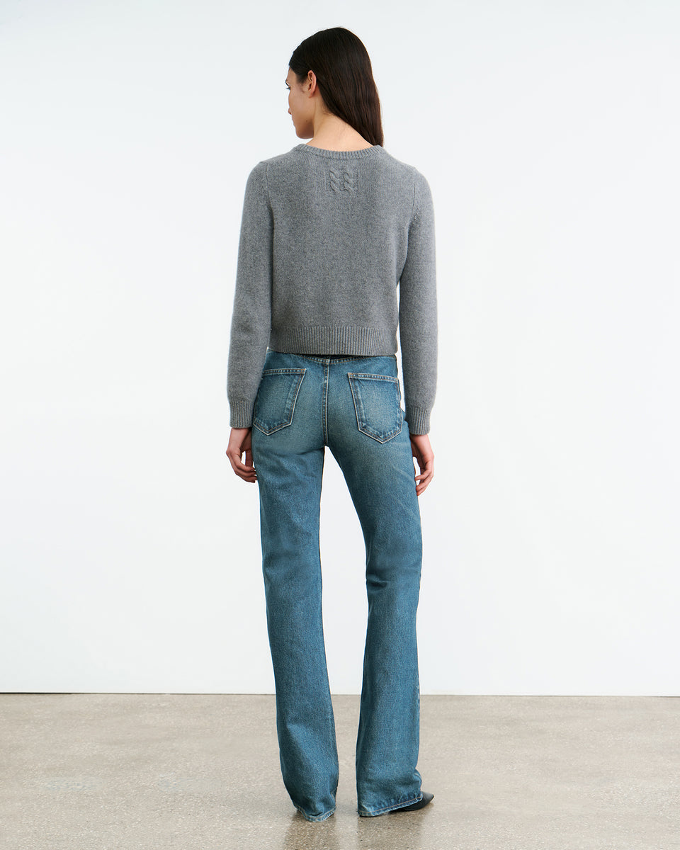 POPPY CASHMERE SWEATER IN MEDIUM GREY MELANGE