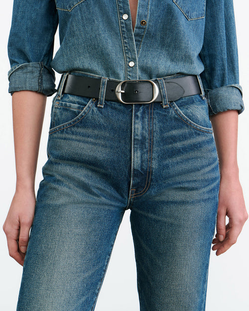 NILI BELT IN BLACK W/ANTIQUE SILVER BUCKLE