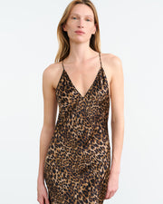 IRA SILK GOWN IN VINTAGE LEOPARD PRINT