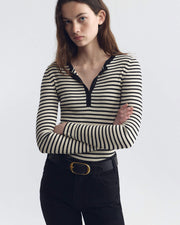 KYRIE STRIPE SWEATER IN BLACK/IVORY STRIPE