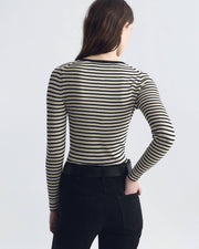 KYRIE STRIPE SWEATER IN BLACK/IVORY STRIPE