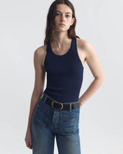 LOTTIE SILK KNIT TANK IN DARK INDIGO