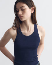 LOTTIE SILK KNIT TANK IN DARK INDIGO