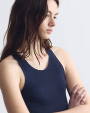 LOTTIE SILK KNIT TANK IN DARK INDIGO