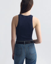 LOTTIE SILK KNIT TANK IN DARK INDIGO