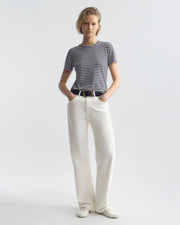 LANA CREWNECK TEE IN WHITE/DARK NAVY STRIPE