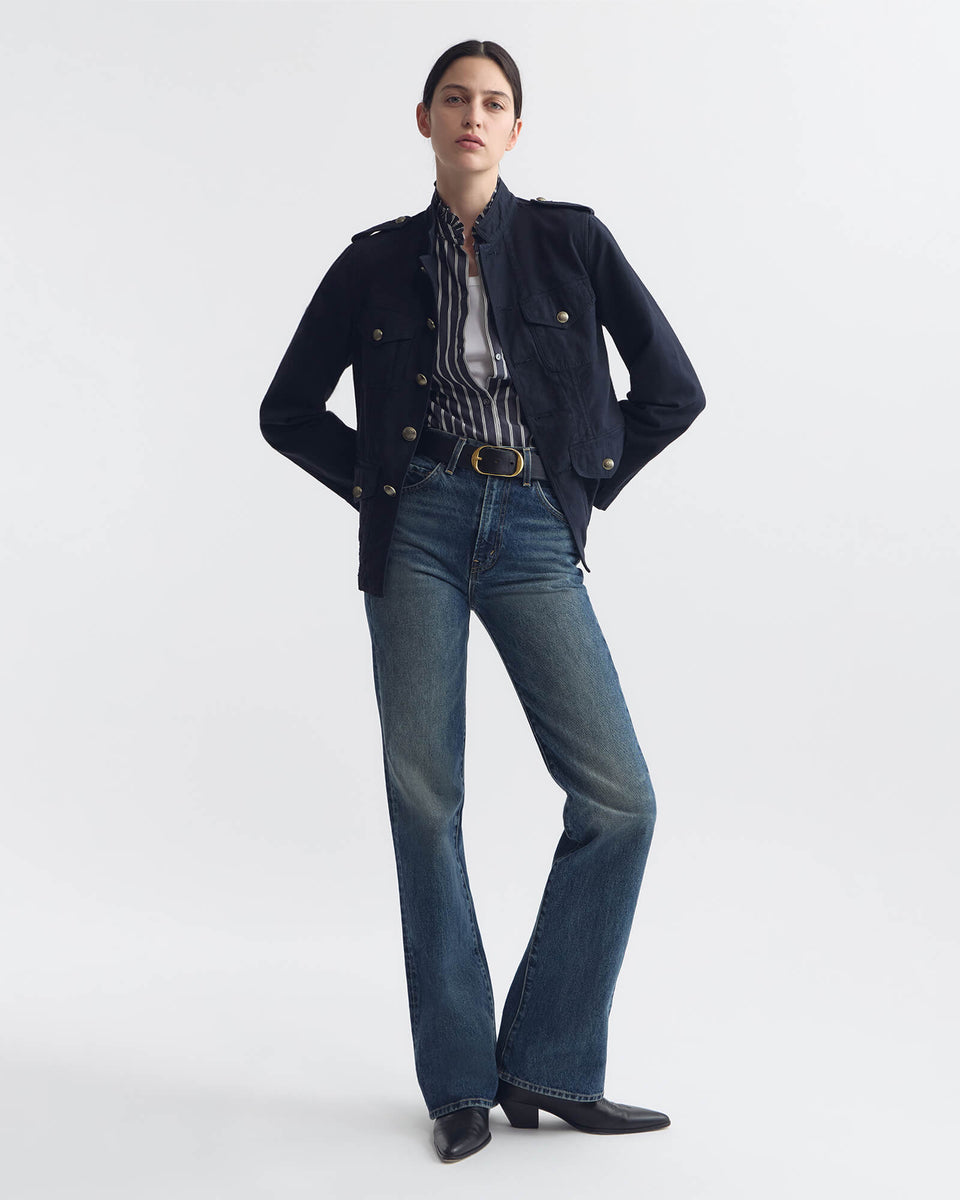 LYDIA SHIRT IN CHARCOAL STRIPE