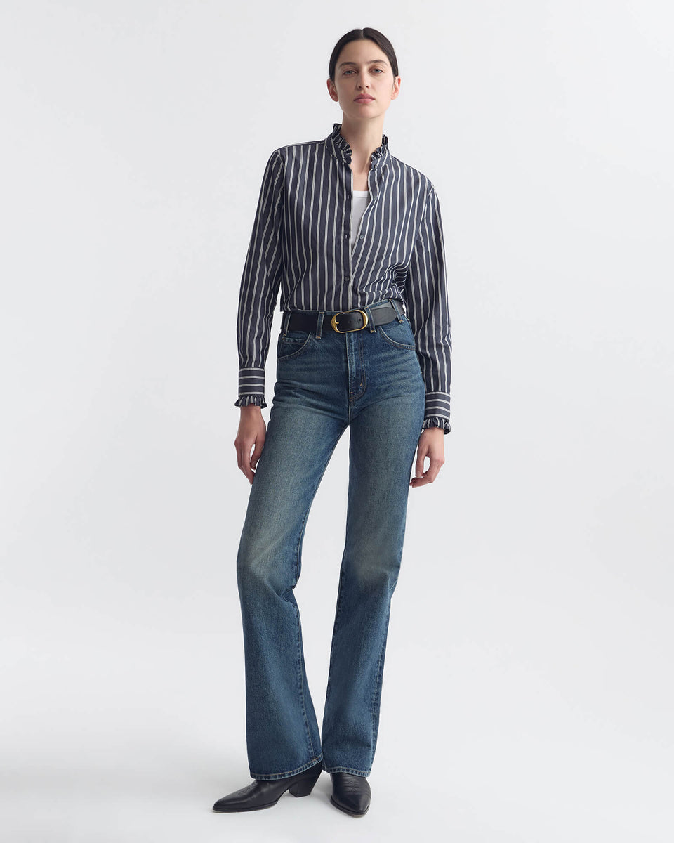 LYDIA SHIRT IN CHARCOAL STRIPE