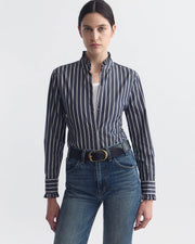 LYDIA SHIRT IN CHARCOAL STRIPE