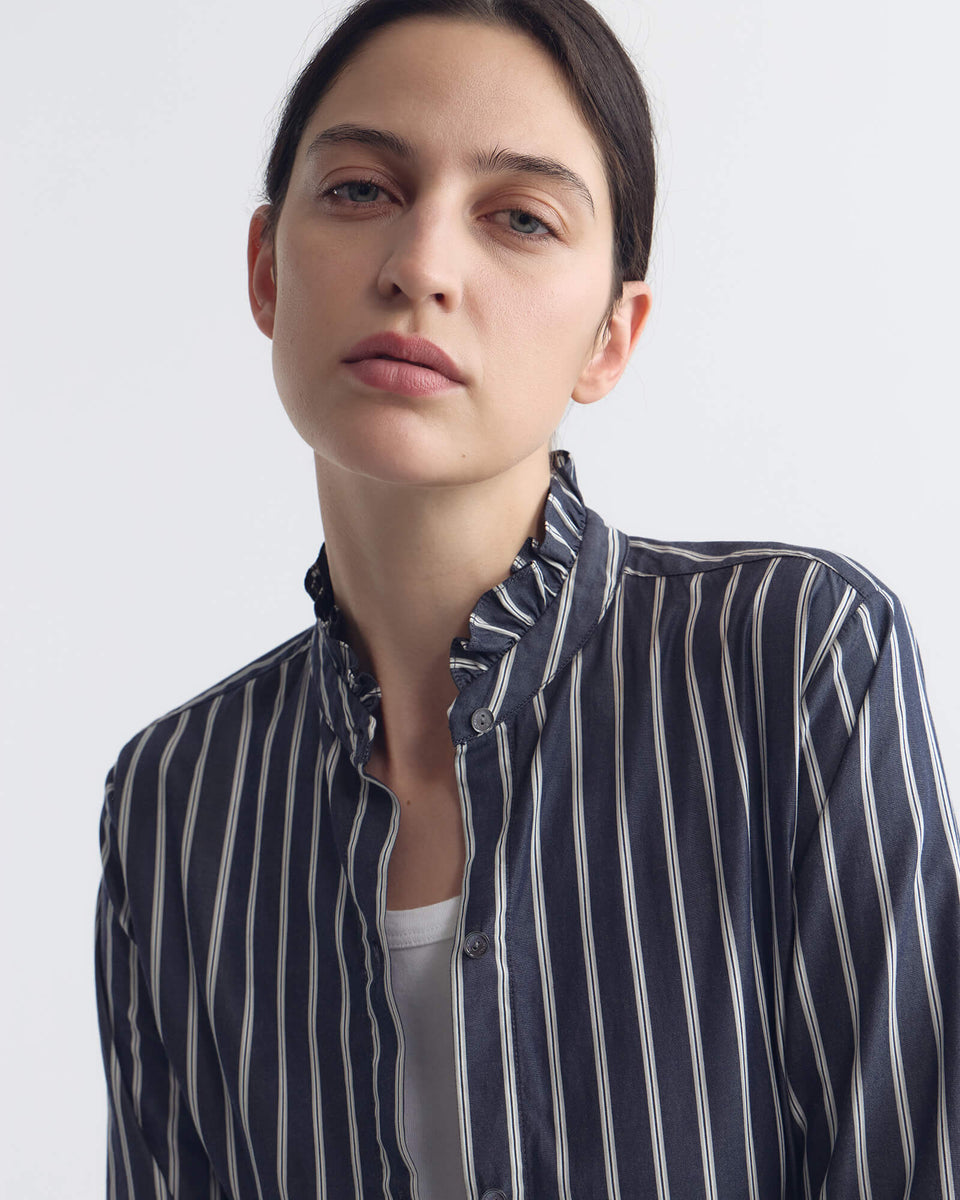 LYDIA SHIRT IN CHARCOAL STRIPE
