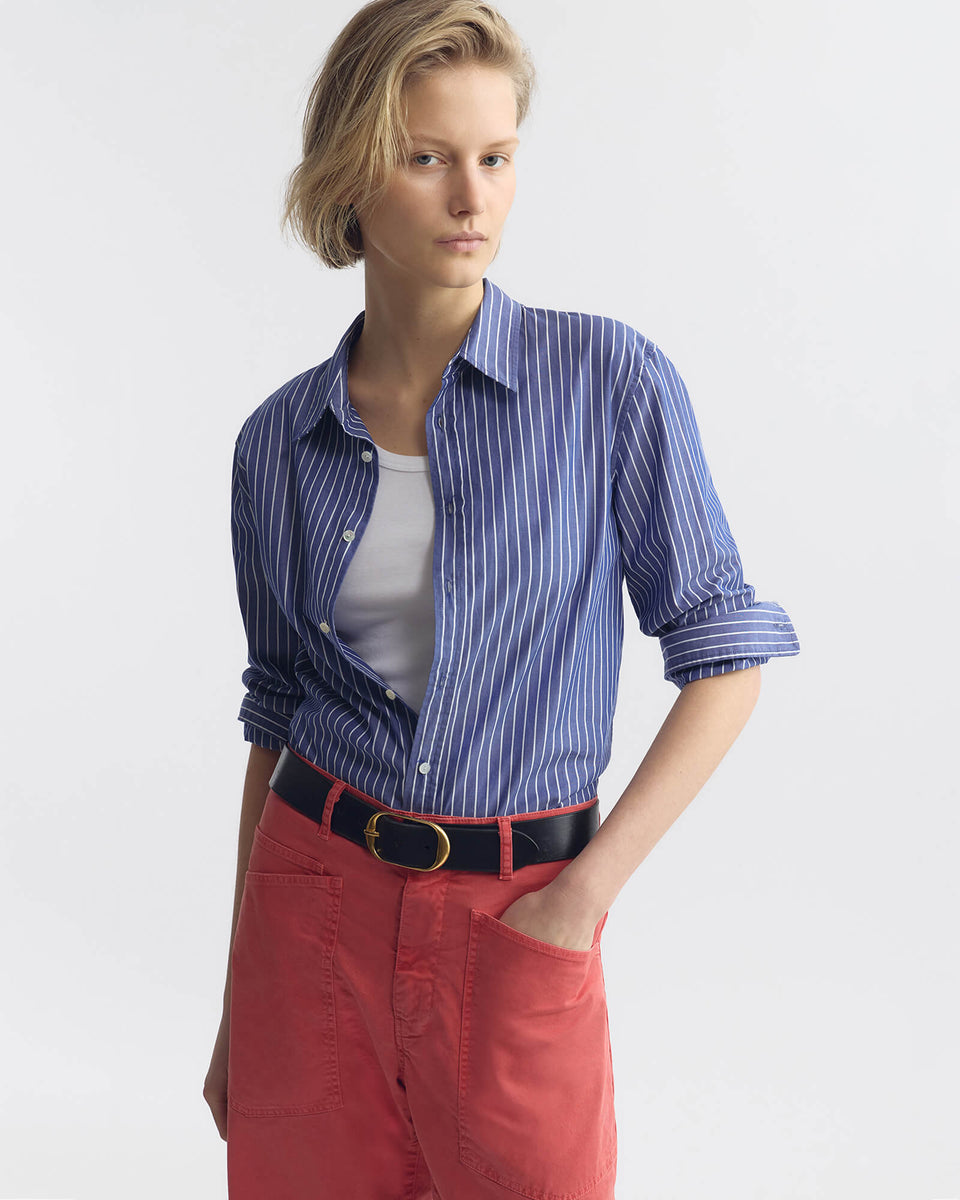 RAPHAEL CLASSIC SHIRT IN DARK NAVY/WHITE STRIPE