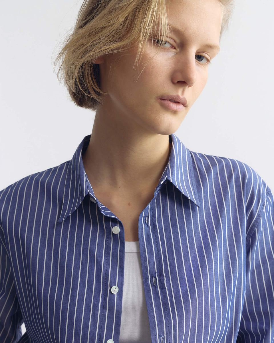 RAPHAEL CLASSIC SHIRT IN DARK NAVY/WHITE STRIPE