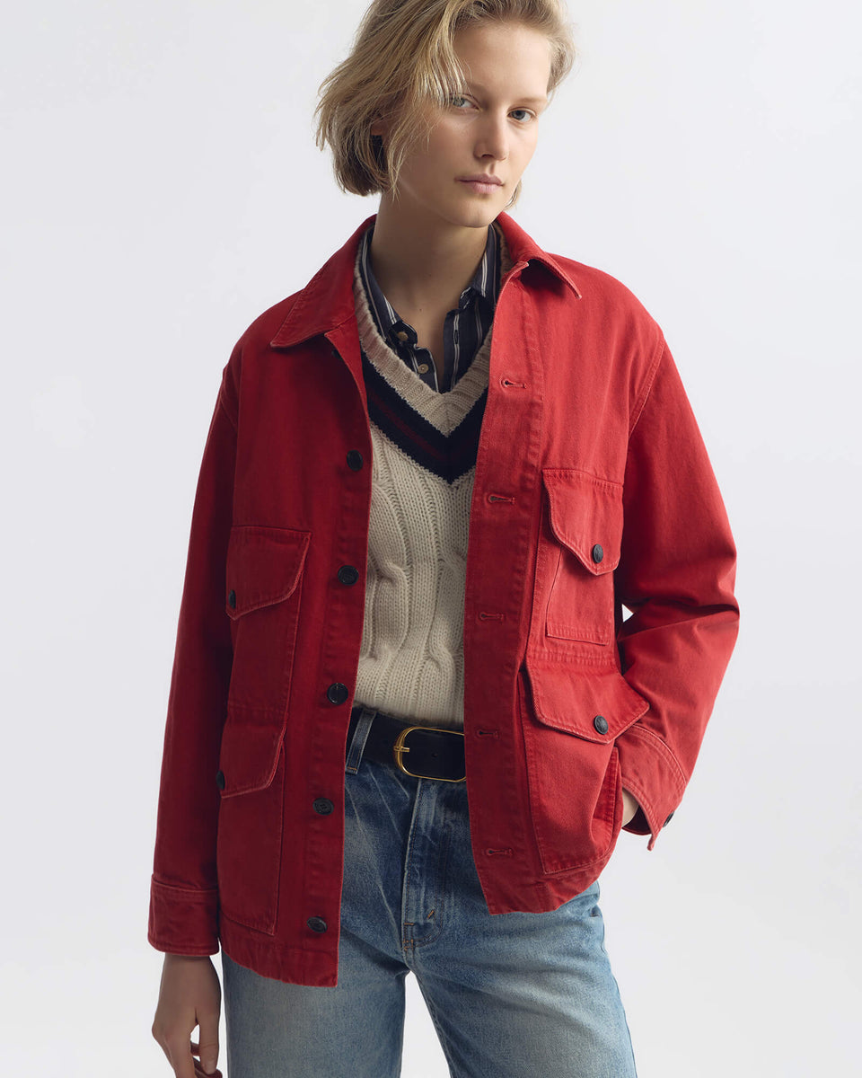 LEROY COTTON JACKET IN SCARLET