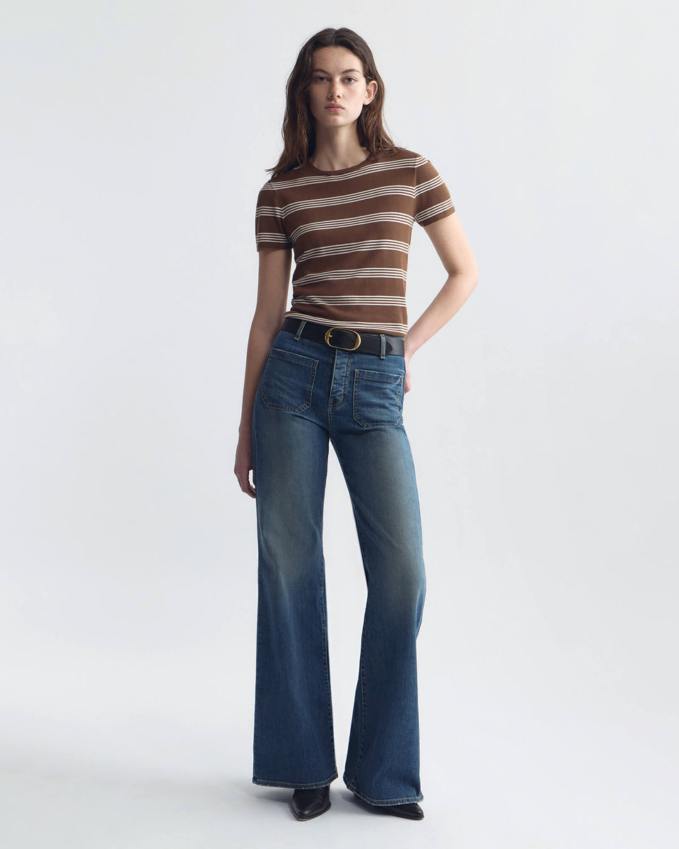 LANISE STRIPE SWEATER IN BROWN/IVORY STRIPE