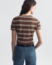 LANISE STRIPE SWEATER IN BROWN/IVORY STRIPE