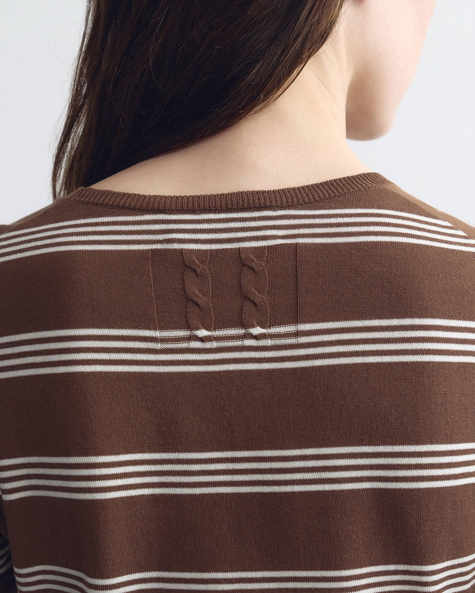 LANISE STRIPE SWEATER IN BROWN/IVORY STRIPE